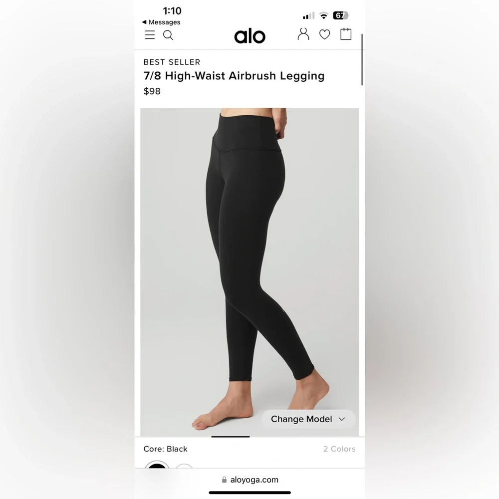 ALO Yoga 7/8 High-Waist Airbrush Legging - Black Size M